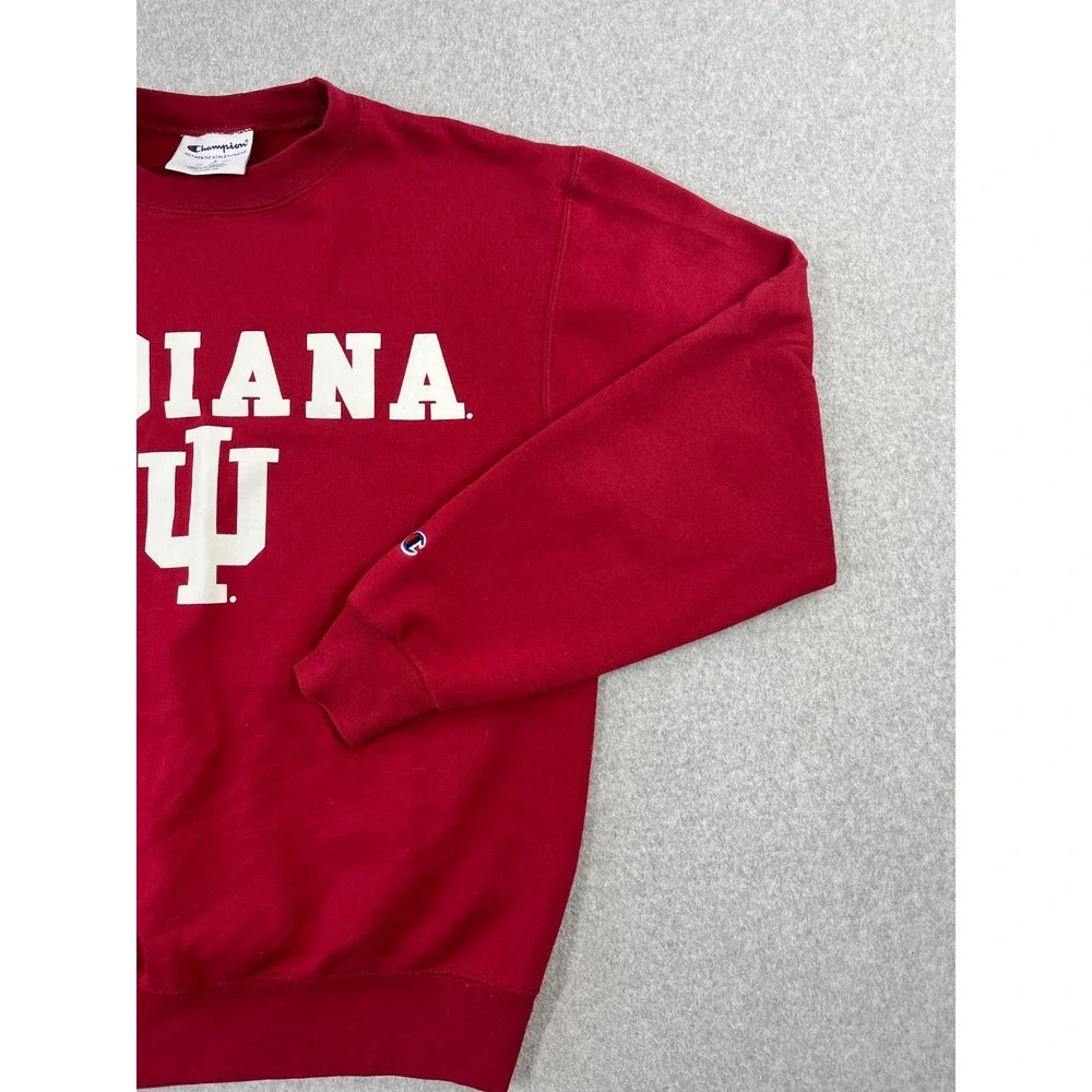 Indiana University Sweatshirt Mens S Red Champion IU Hoosiers Long Sleeve Crew